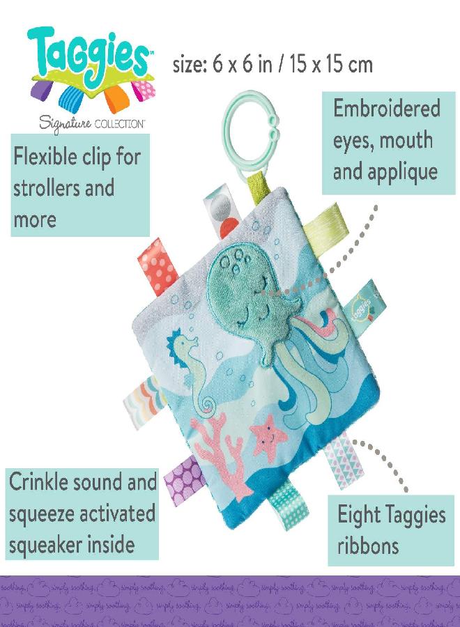 Taggies Mary Meyer Taggies Crinkle Me Toy with Baby Paper & Squeaker, 6.5 X 6.5, Sleepy Seas Octopus - Image 3
