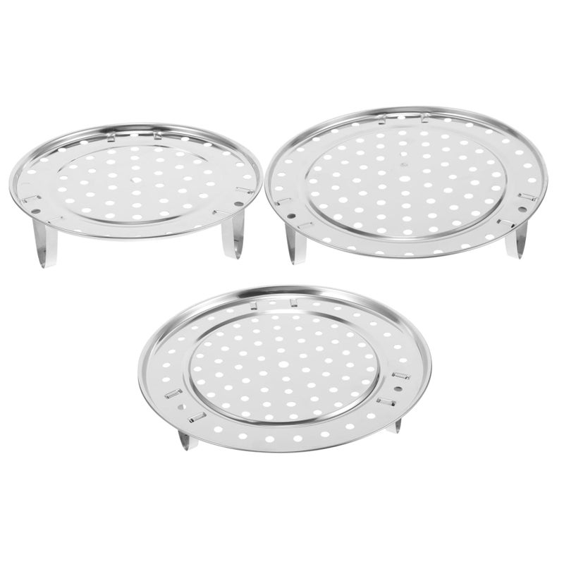 3Pcs Stainless Steel Steamer Rack Set Large Medium Small Stackable Kitchen Steaming Stand - Image 2