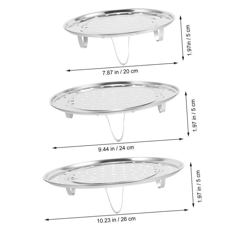 3Pcs Stainless Steel Steamer Rack Set Large Medium Small Stackable Kitchen Steaming Stand - Image 3