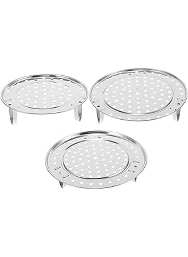 3Pcs Stainless Steel Steamer Rack Set Large Medium Small Stackable Kitchen Steaming Stand - Image 1