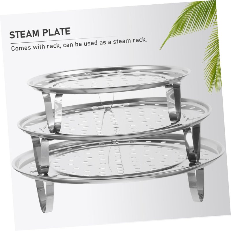 3Pcs Stainless Steel Steamer Rack Set Large Medium Small Stackable Kitchen Steaming Stand - Image 4