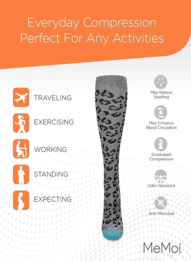 MeMoi Wellfit Women's Leopard Nylon 15-20mmHg Graduated Compression Socks - Image 5