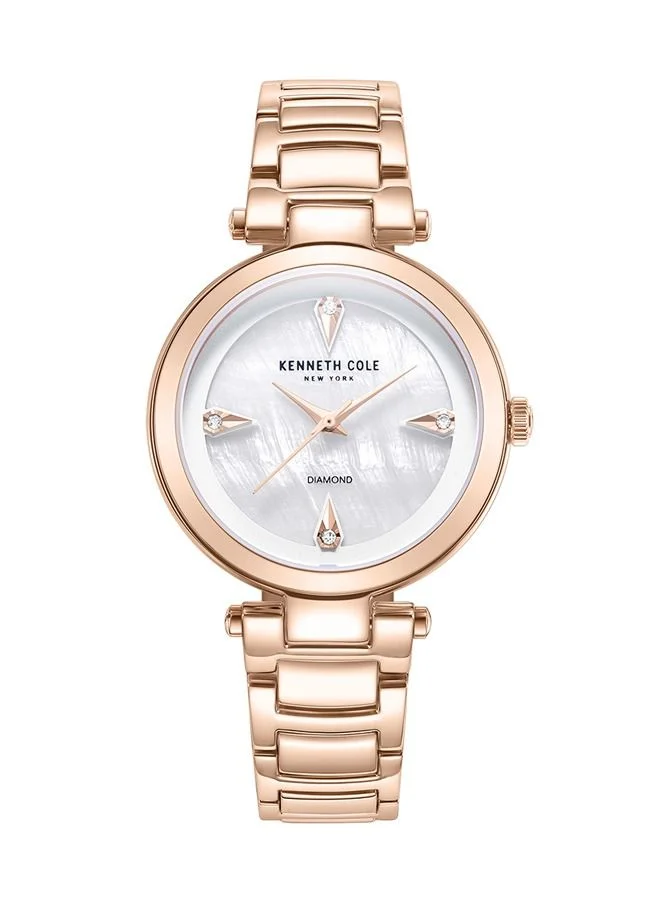 Kenneth Cole New York Modern Classic White Mother-of-pearl Dial Rose Gold Bracelet Analog Watch for Women 34mm