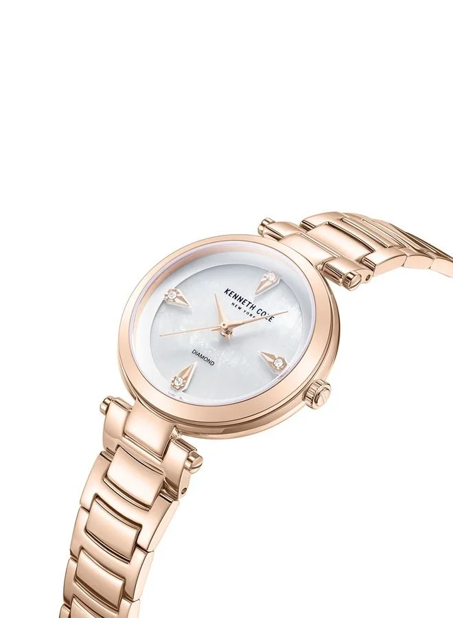 Kenneth Cole New York Modern Classic White Mother-of-pearl Dial Rose Gold Bracelet Analog Watch for Women 34mm