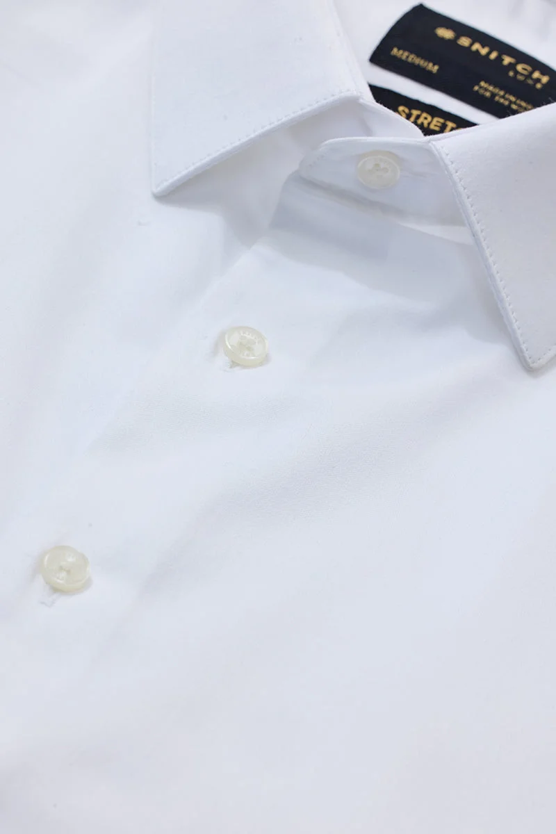 SNITCH Slim Fit Stretch White Luxe Shirt