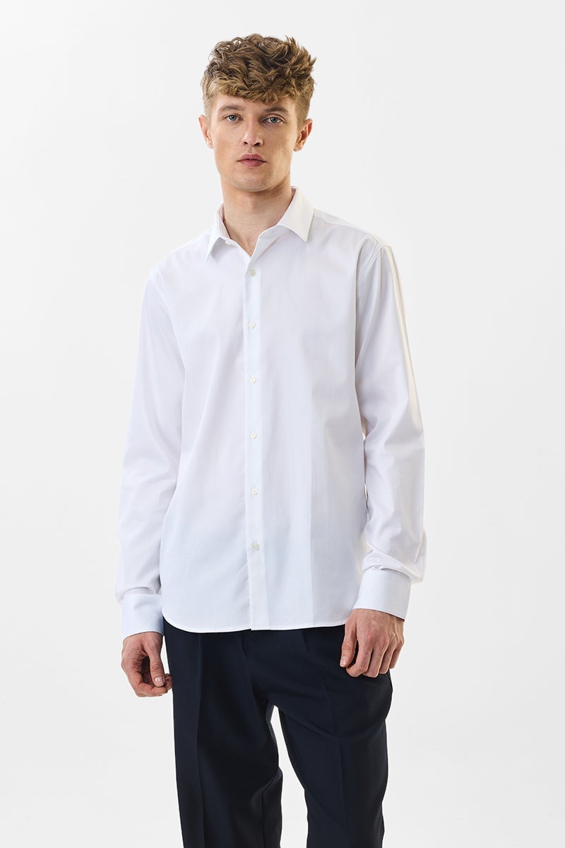 SNITCH Slim Fit Stretch White Luxe Shirt - Image 1