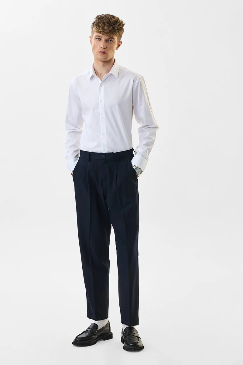 Snitch White Slim Fit Stretch White Luxe Shirt for Men | Best Price UAE