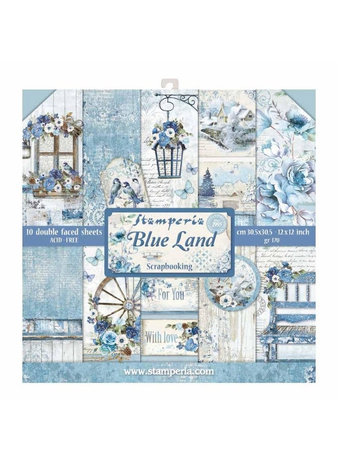 STAMPERIA International Kft Block 10 Sheets Double Face Blue Land 30.5 X 30.5 (12" X 12") Multicoloured - Image 1