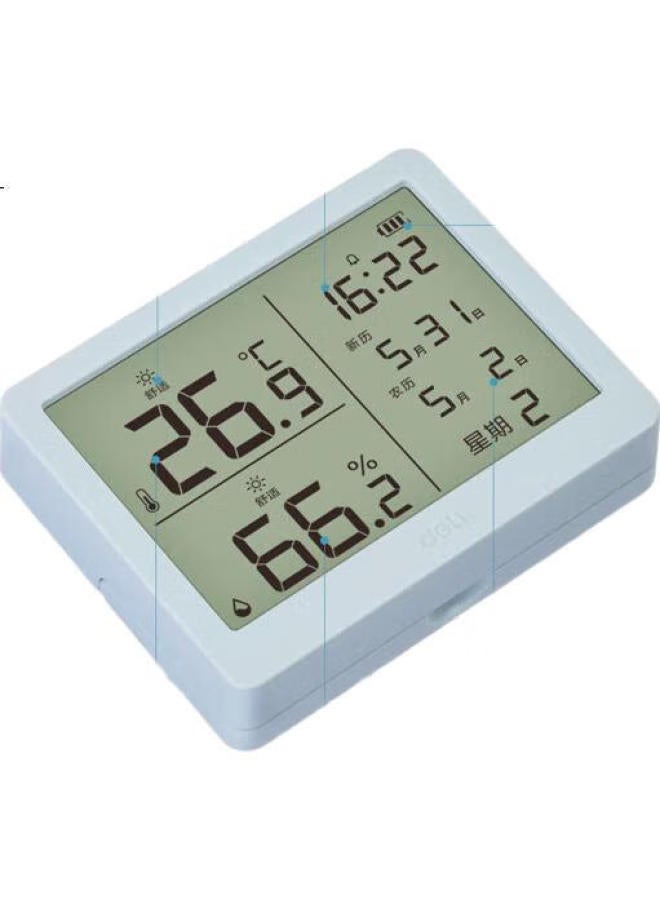 Deli Indoor Temperature And Humidity Meter, Lcd Electronic Thermometer And Hygrometer, Gift For Elderly And Children, Birthday Present With Alarm Function, Baby Room And Office Supplies, White Le503-Wh - Image 3