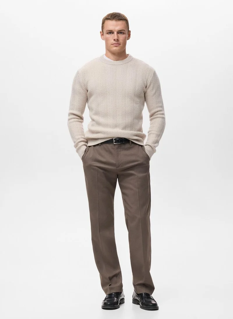 Mango Man Herringbone structured sweater