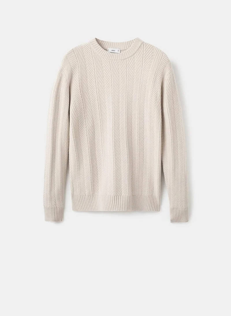 Mango Man Herringbone structured sweater