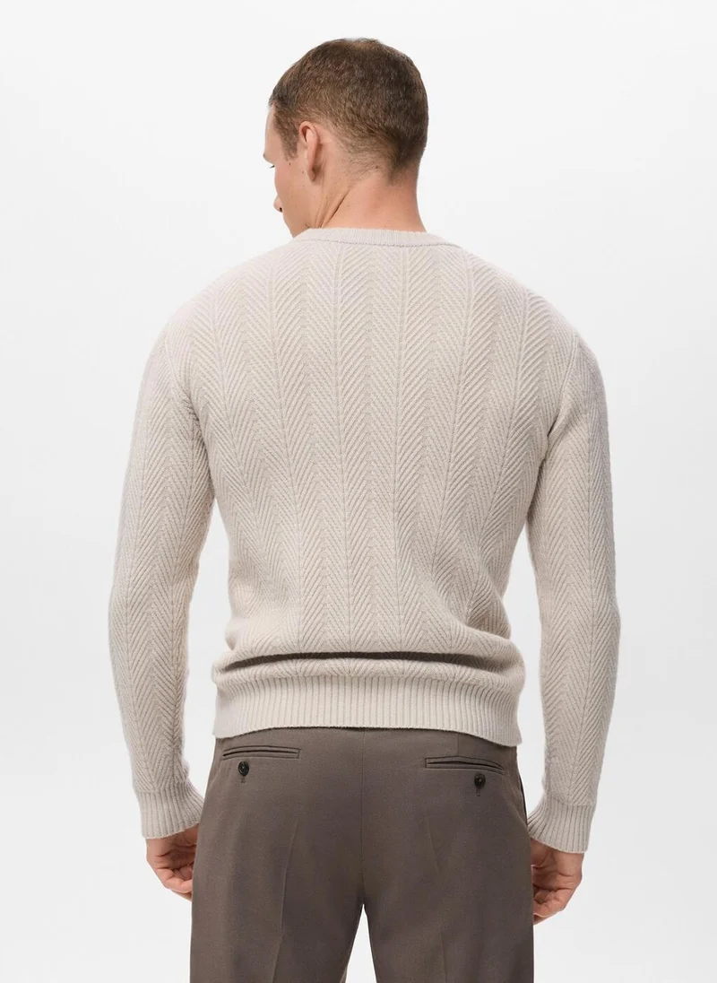 Mango Man Herringbone structured sweater