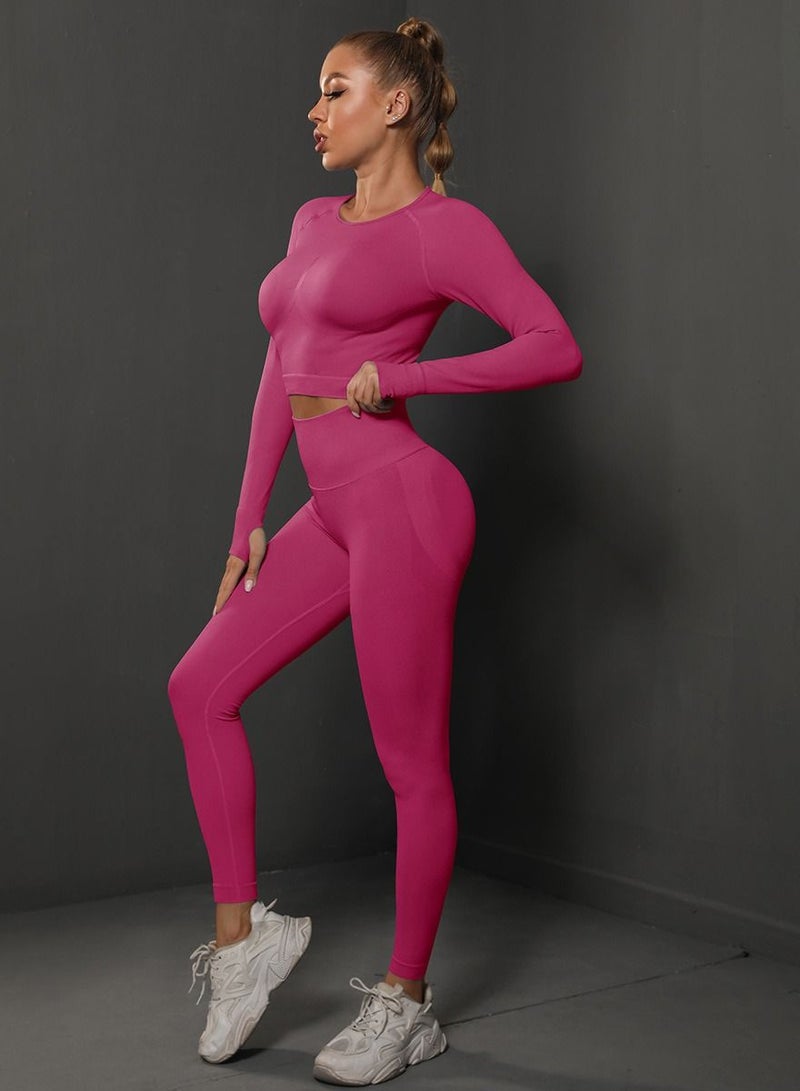 Loquat Yoga Tight Fitting Stretch Soft Sets Pink - Image 1