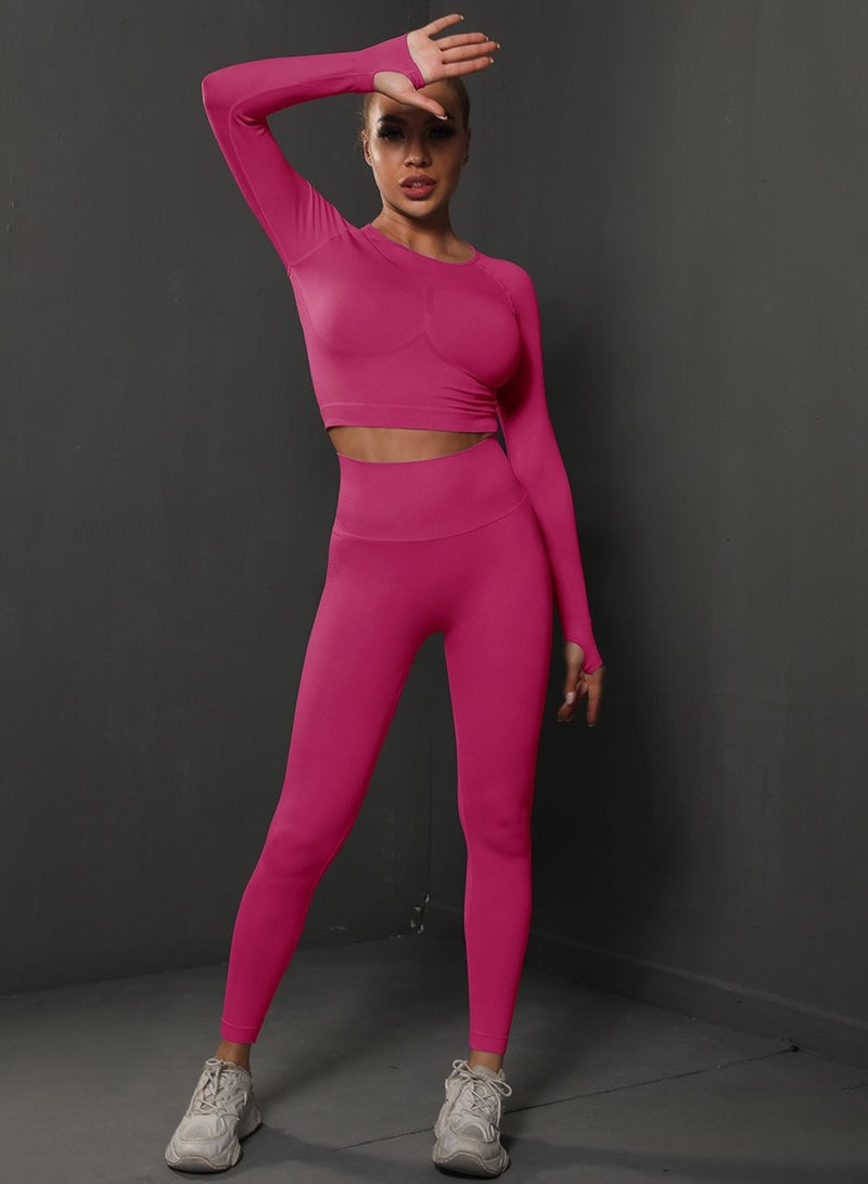 Loquat Yoga Tight Fitting Stretch Soft Sets Pink - Image 2