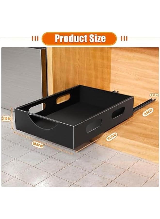 HOOKOR Pull Out Cabinet Organizer Fixed With Adhesive Nano Film,Heavy Duty Storage and Organizer Sliding Drawer Pantry Shelves,Pull Out Cabinet Organizer for Kitchen,Living Room,Bathroom,Home (Black)  - Image 2