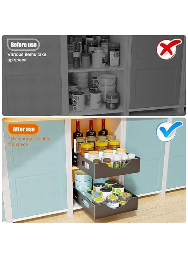 HOOKOR Pull Out Cabinet Organizer Fixed With Adhesive Nano Film,Heavy Duty Storage and Organizer Sliding Drawer Pantry Shelves,Pull Out Cabinet Organizer for Kitchen,Living Room,Bathroom,Home (Black)  - Image 4