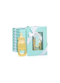 Party with Emma 12 Pieces Baby Shower Bottle Opener Popping  Feeder Shaped Bottle Opener for Guests (Blue)  - Image 1