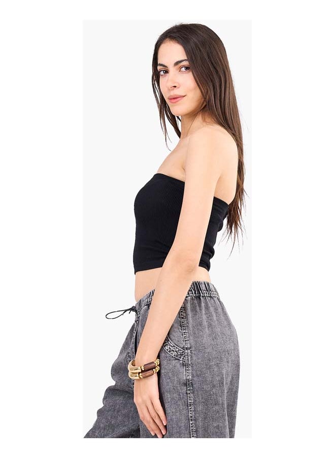 Clue Strapless Cropped Ribbed Top  - Image 2