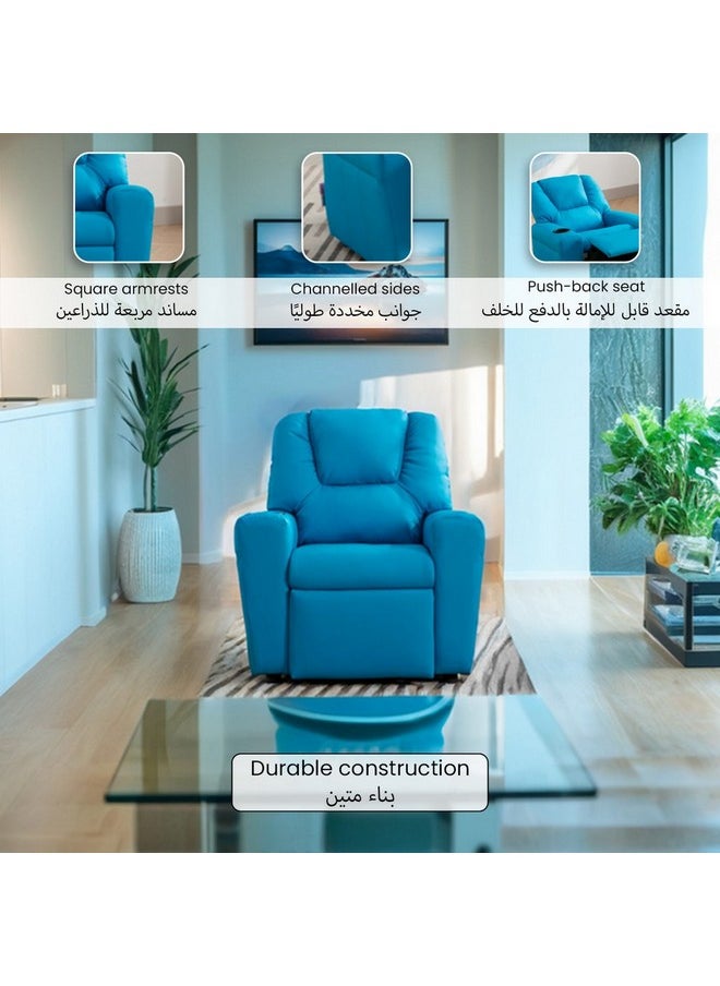 Micasa - Elegant and Modern Design Recliner for kids with Push Back Seat Sky Blue 69 x 55 x 62 cm SX-81408 SKY BLUE - Image 1