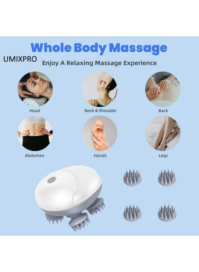 UMIXPRO Electric Head Scalp Massager, 4 Detachable Claws, 3 Speeds, IPX6 Waterproof, Rechargeable for Hair Growth, Stress & Body Relaxation - Image 5