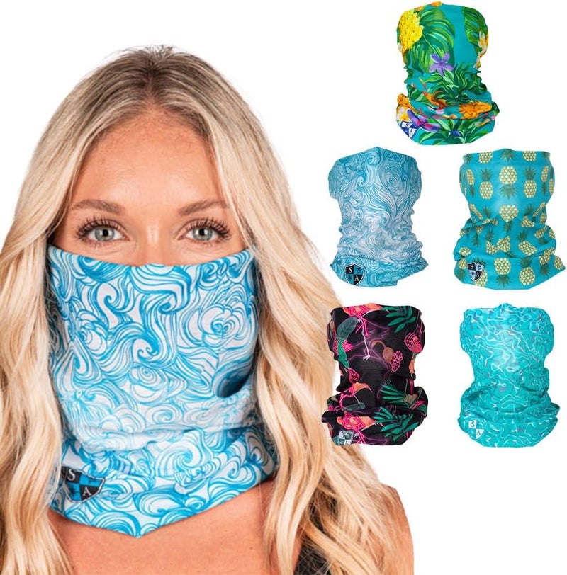 Sa Company 5-Pack UV Face Shield | UV 30+ Multipurpose Neck Gaiter Balaclava for Adults - Image 1