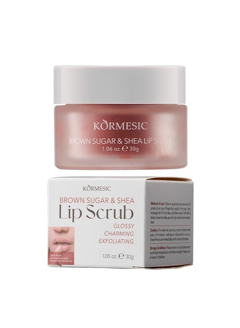 Kormesic سكر بني مقشر شفاه بزبدة الشيا 30غ - مغذي ومقشر - Image 1