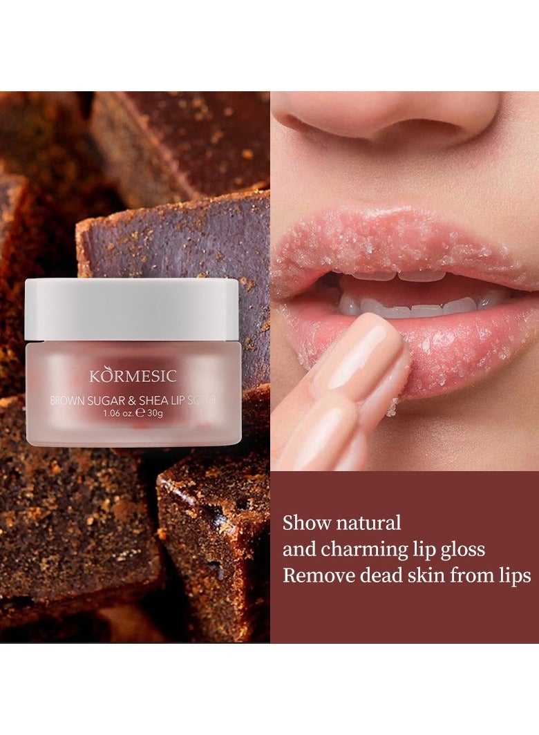 Kormesic سكر بني مقشر شفاه بزبدة الشيا 30غ - مغذي ومقشر - Image 3