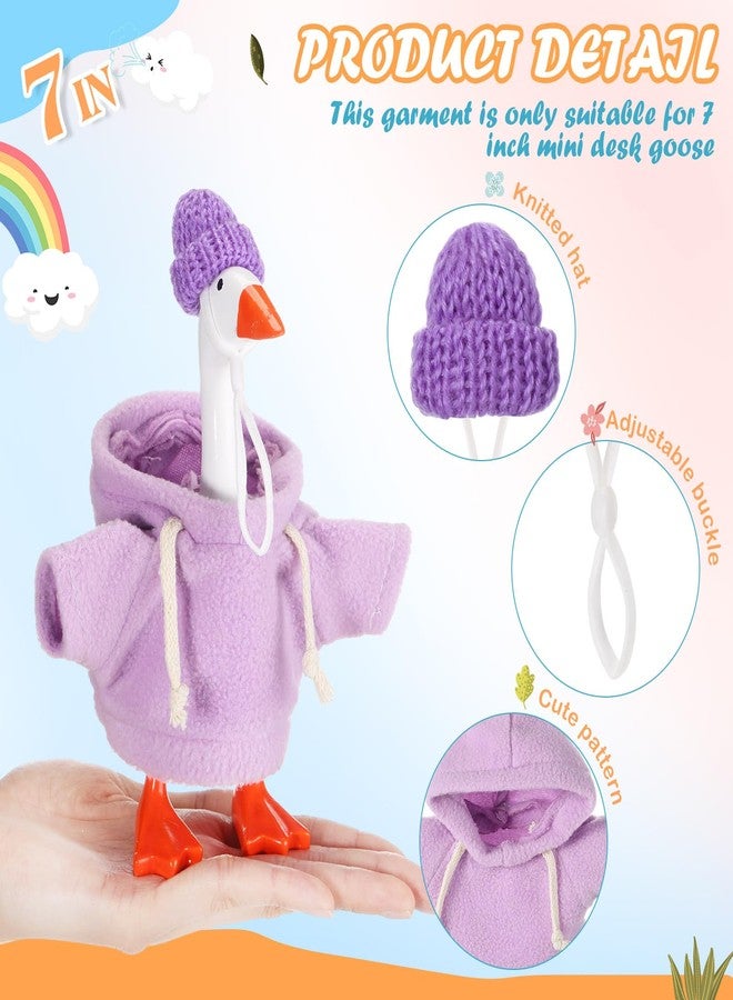 SilTriangle 4 Set 7 Inch Mini Desk Goose Knitted Outfits Magnetic Goose Key Holder Multiple Colors Clothes for Magnetic Duck Statue Desk Key Holder Decor(Hooded) - Image 5