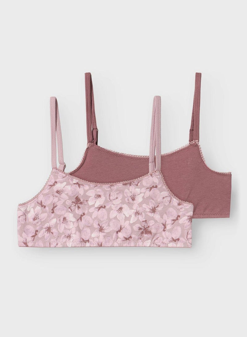 نيم ات توب بطبعة زهور للأطفال - قطعتين - Image 1