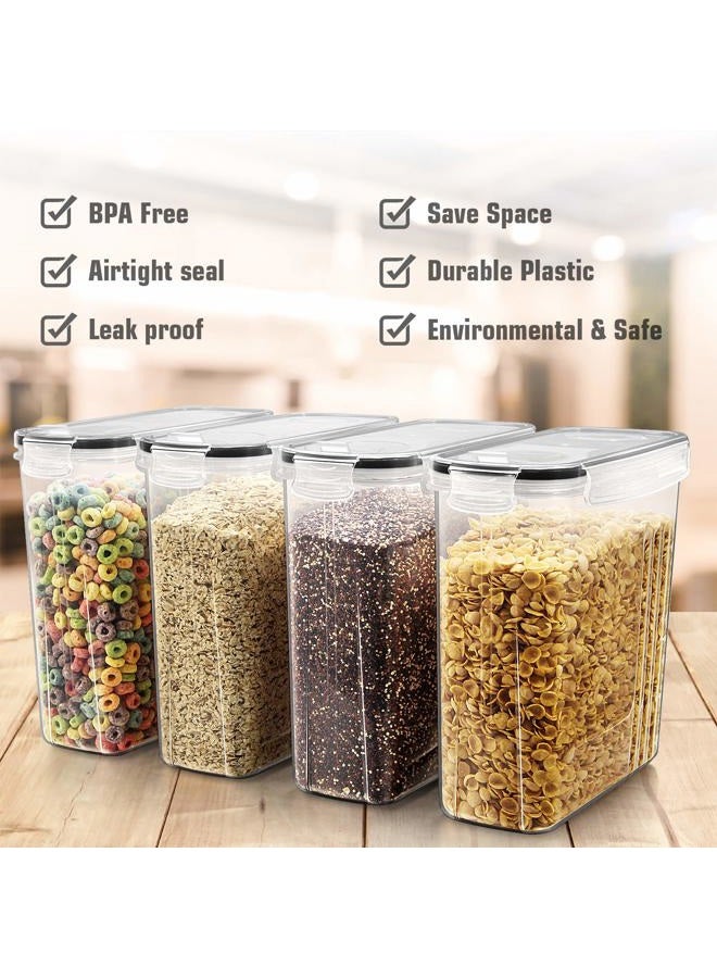 Wildone 8 x 2.5L Capacity Cereal & Dry Food Airtight Containers for Sugar, Flour etc - Black Leak Proof Lids - Image 2
