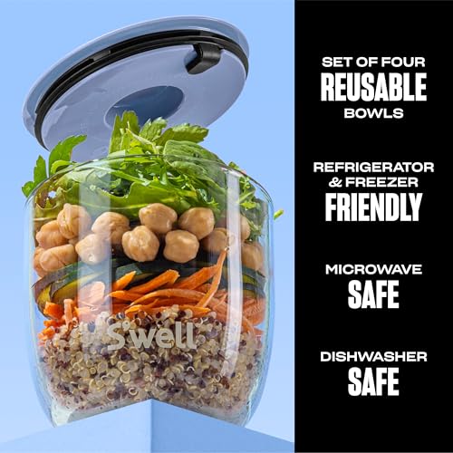 S'well Swell 16oz Glass Prep Bowl Set of 4 For Easy Meal Prep Coastal Blues Made From Durable Tempered Glass - Image 3