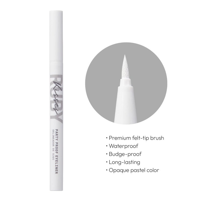 Ruby Kisses Party Proof Eyeliner, Pastel Colors Premium Felt-tip Waterproof Long-lasting Eyeliner (Snow White) - Image 3