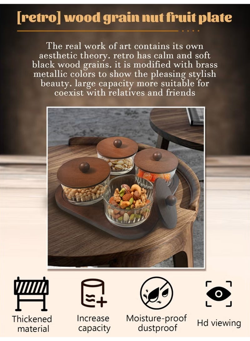 Vonqu Wood Grain Glass Fruit Plate – Versatile Serving Tray for Dried Fruits, Nuts, Candy, Cookies, Chips, and Party Snacks - Image 4