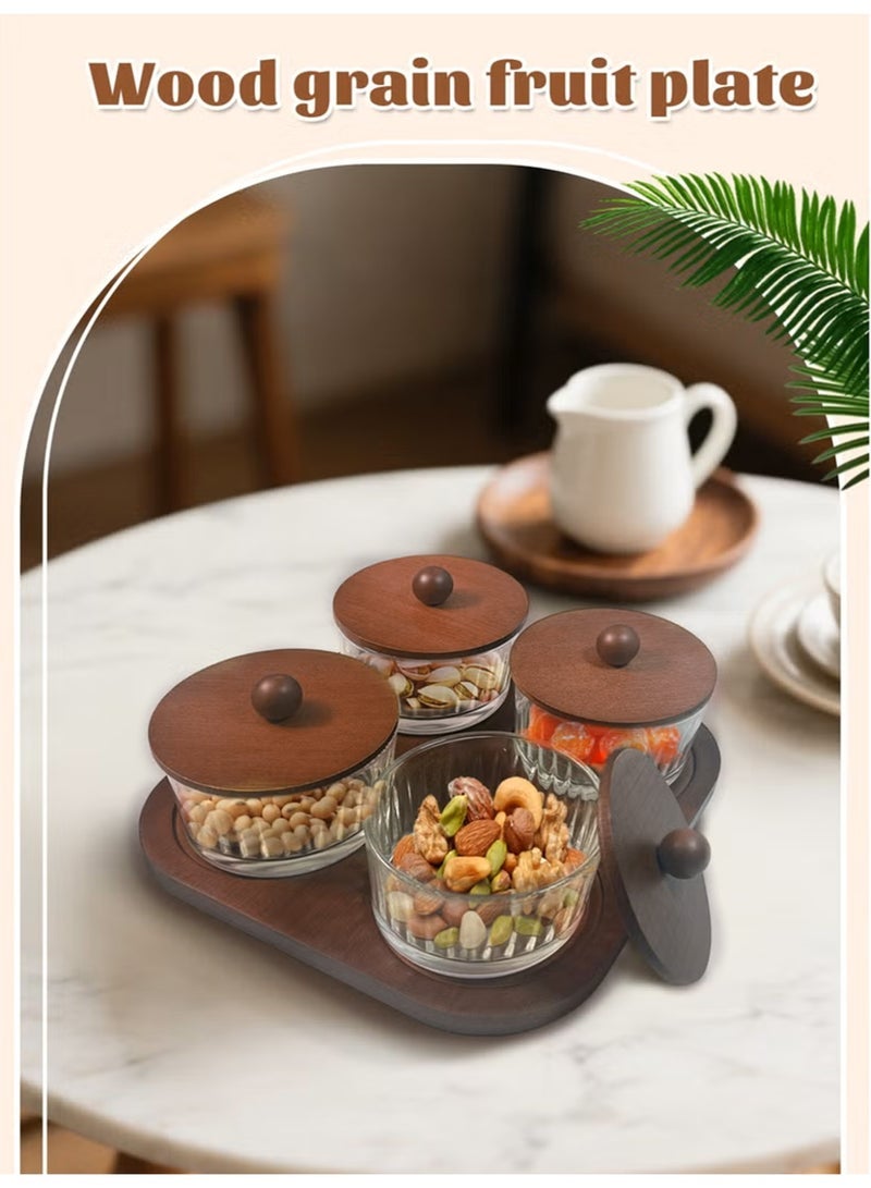 Vonqu Wood Grain Glass Fruit Plate – Versatile Serving Tray for Dried Fruits, Nuts, Candy, Cookies, Chips, and Party Snacks - Image 3
