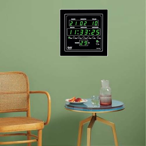 Ajanta Quartz Plastic Quartz Digital Green Led Square Wall Clock Olc - 302 (25.4 Cm X 3.5 Cm X 25.4 Cm) - Image 3