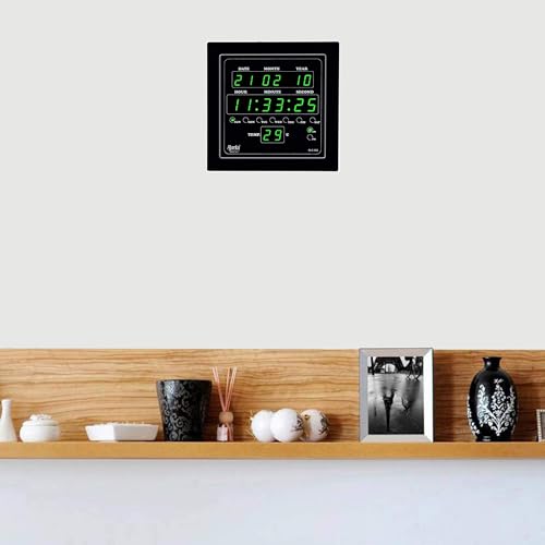 Ajanta Quartz Plastic Quartz Digital Green Led Square Wall Clock Olc - 302 (25.4 Cm X 3.5 Cm X 25.4 Cm) - Image 5