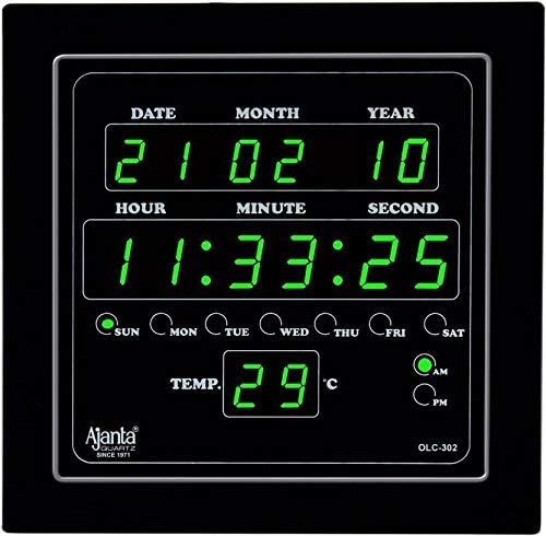 Ajanta Quartz Plastic Quartz Digital Green Led Square Wall Clock Olc - 302 (25.4 Cm X 3.5 Cm X 25.4 Cm) - Image 2