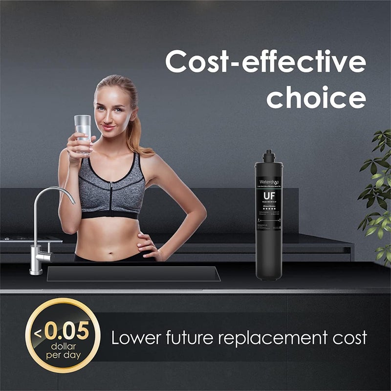 Waterdrop RF15-UF 0.01 ميكرون خرطوشة فلتر بديلة لنظام فلترة المياه تحت الحوض 15UA/15UA-UF/15UB/15UB-UF/15UC/15UC-UF، تقلل من الرصاص، الكلور، الطعم السيئ والرائحة، سعة عالية 19K جالون - Image 3