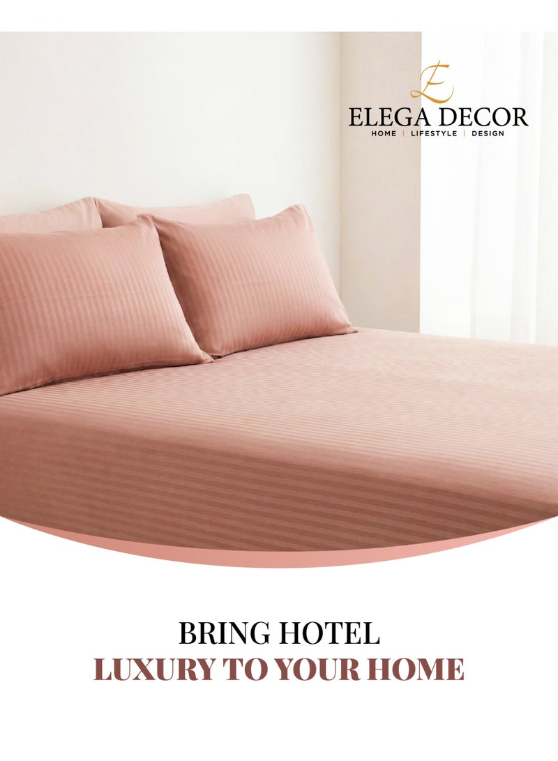 Elega Decor 210TC Cotton Satin Single Strpies Bed Sheet Set 2PC | Soft Breathable Satin Flat Sheet 180x260 cm | 1 pillowcase 50x75 cm | OEKO-TEX & ECAS Certified - Image 4
