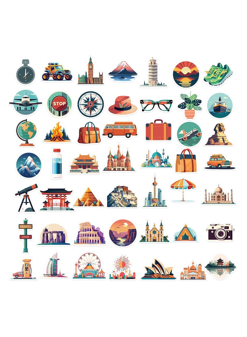ORAINBOW World Travel City Stickers for Luggage 65Pcs Waterproof Vinyl Travel Stickers Pack for Water Bottle Laptop Bicycle Suitcase Scrapbook Journal Cars Famous City Scenery Decals - Image 2