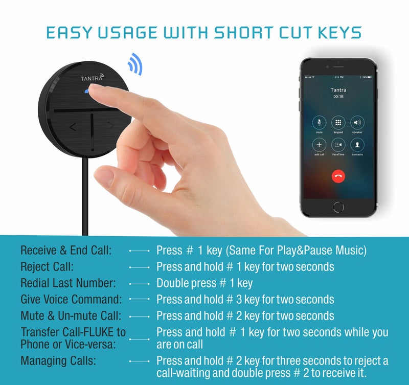 Tantra Fluke Pro Bluetooth Receiver 5.0 Bluetooth Kit for Car (Black) - Image 5