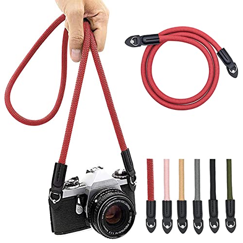 Eorefo Camera Strap Vintage 100cm Nylon Climbing Rope Camera Neck Shoulder Strap for Micro Single and DSLR Camera(Red) - Image 4