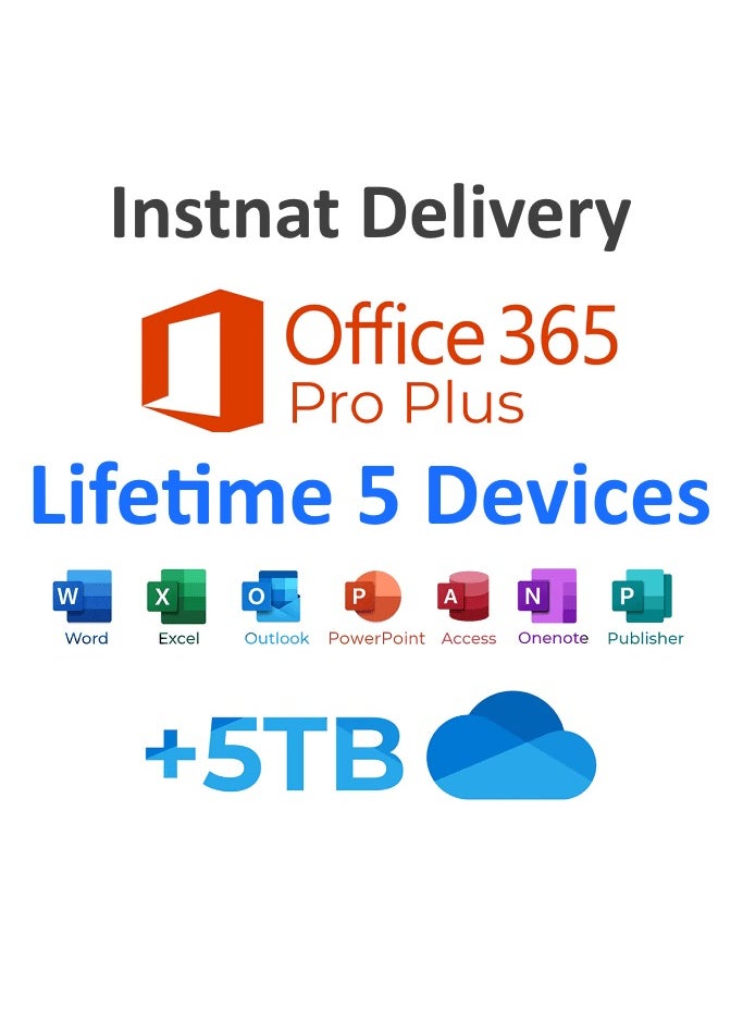 Microsoft - Office 365 Lifetime 5 Devices With 5 Users Access For Windows Mac Android - Image 1