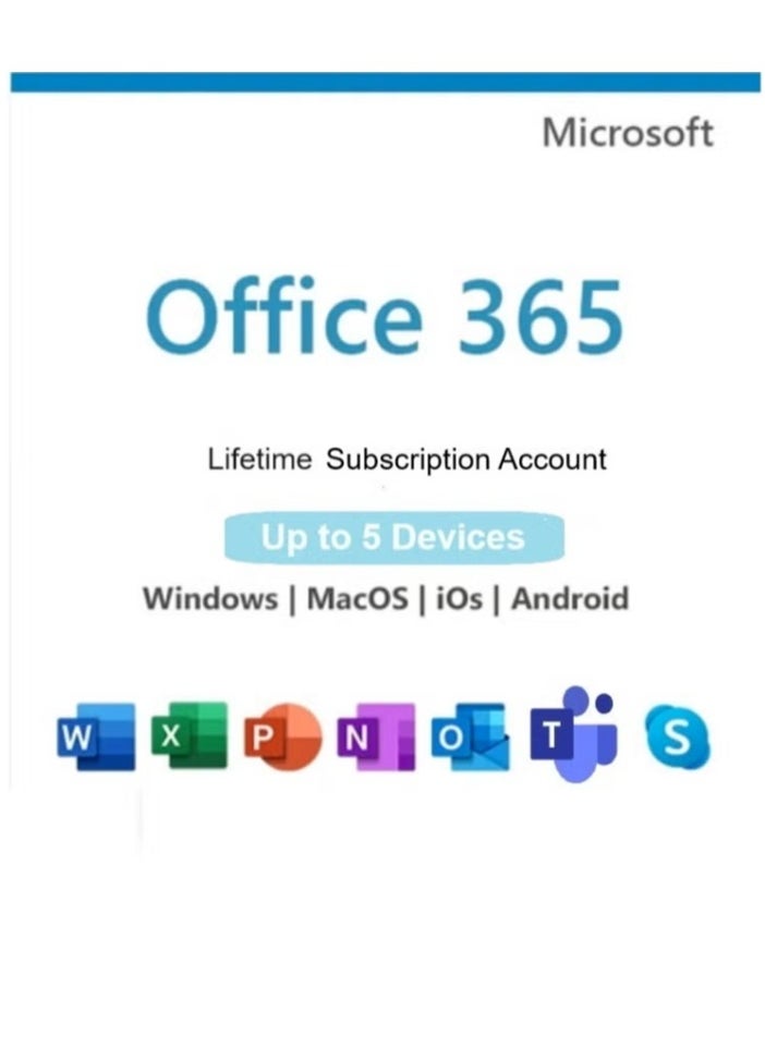 Microsoft - Office 365 Lifetime 5 Devices With 5 Users Access For Windows Mac Android - Image 1