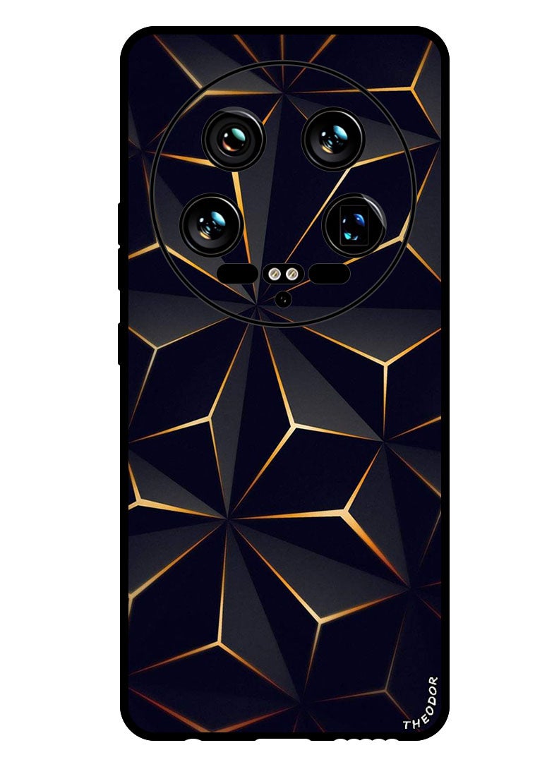 Theodor Protective Case Anti Scratch Shock Proof Bumper Cover For Xiaomi 14 Ultra Black Gold Patter - Image 1