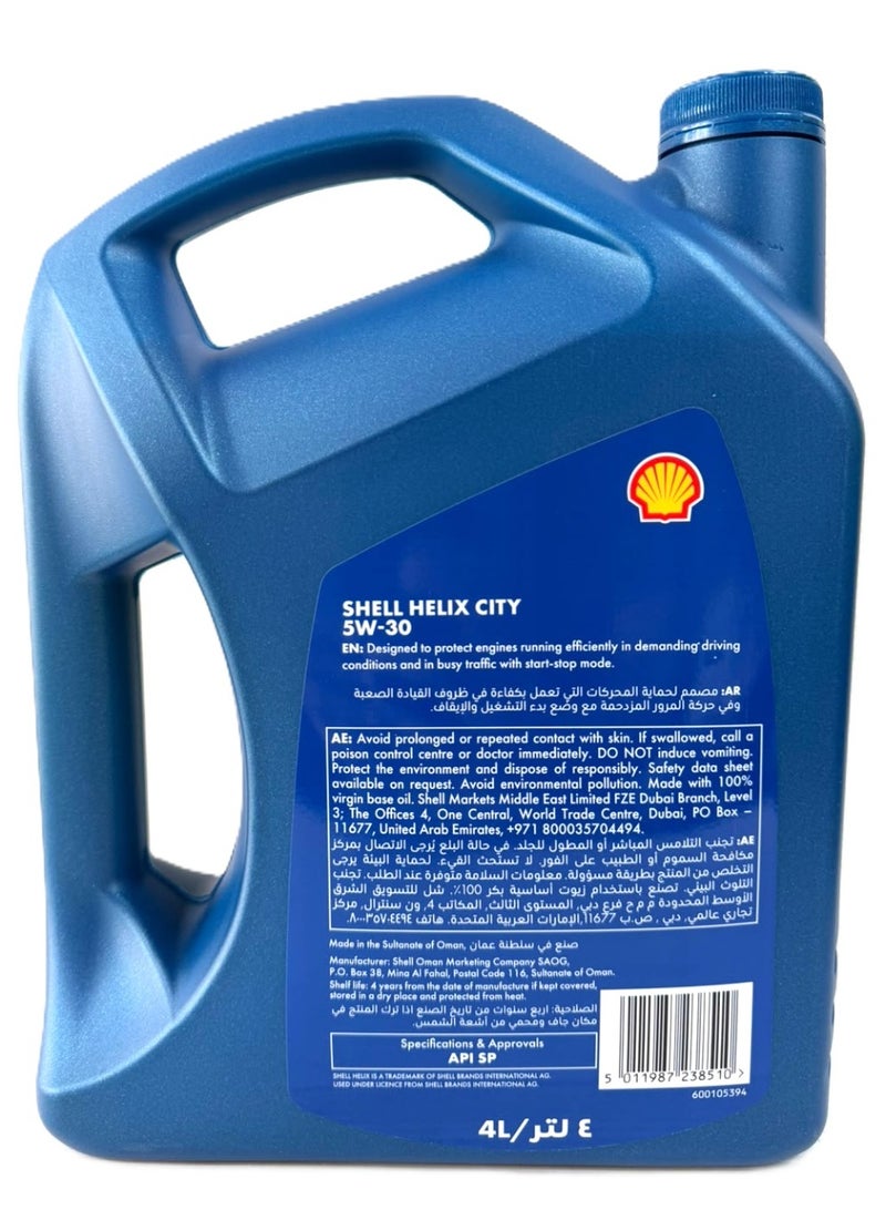 شل زيت محركات تخليقي Helix City 5W-30 سعة 4 لتر (لأنظمة التشغيل والإيقاف - Start-Stop) - Image 2