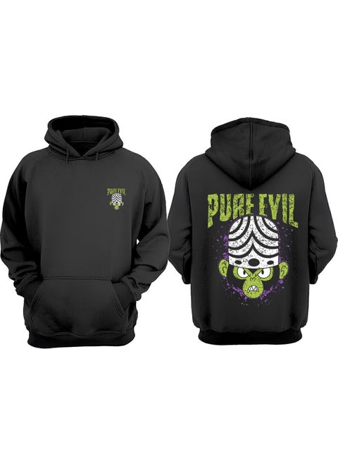 Unisex Mojo Jojo Pure Evil Design Front Back Printed Regular Fit Black Sweatshirt