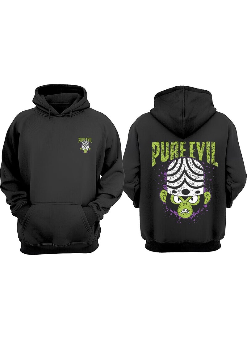 Unisex Mojo Jojo Pure Evil Design Front Back Printed Regular Fit Black Sweatshirt