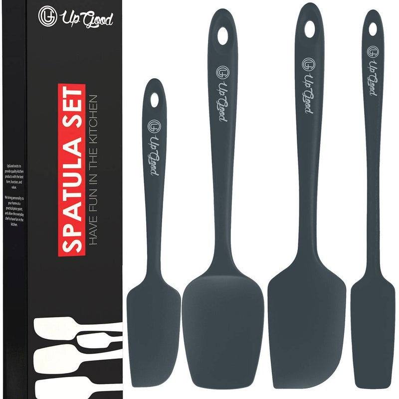 UpGood Silicone Spatula Set 600F  High Heat Resistant Nonstick Small and Large Kitchen Spatulas  Flexible BPA Free Professional Grade Cookware  Utensils for Cooking Baking Mixing4 Pcs Grey