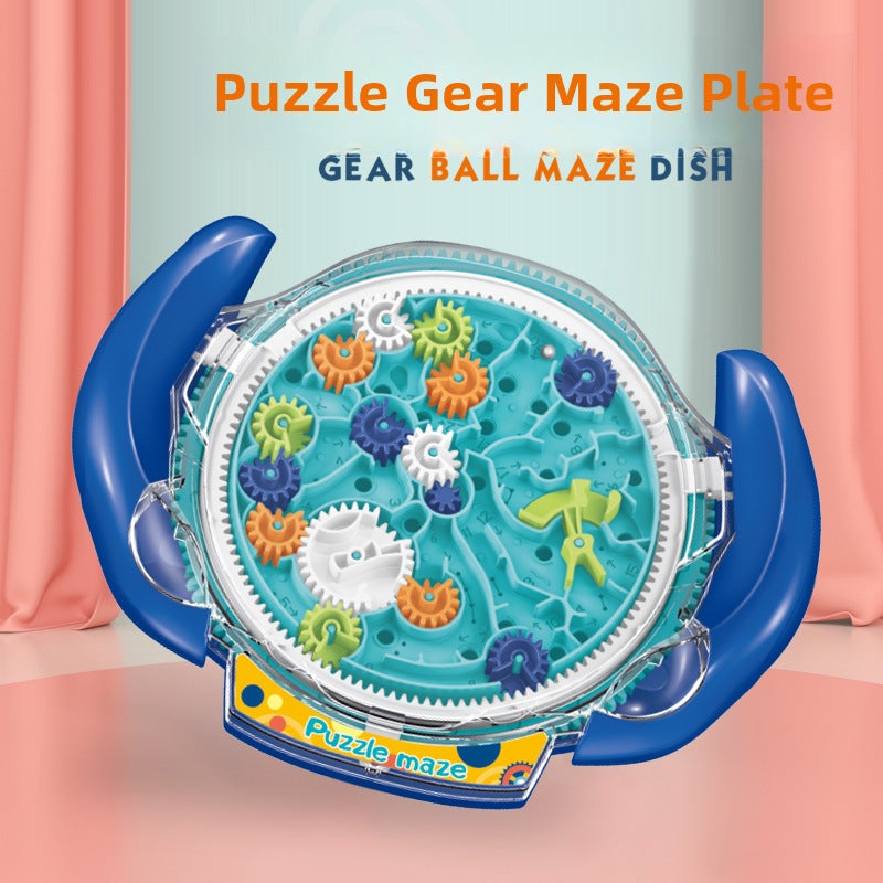 Educational Gear Puzzle Toy: Blue, Portable Design - Ball Run Feature, Cognitive Skill Builder for Kids Aged 3 to 6, Home, Travel and Outdoor Play - Image 2